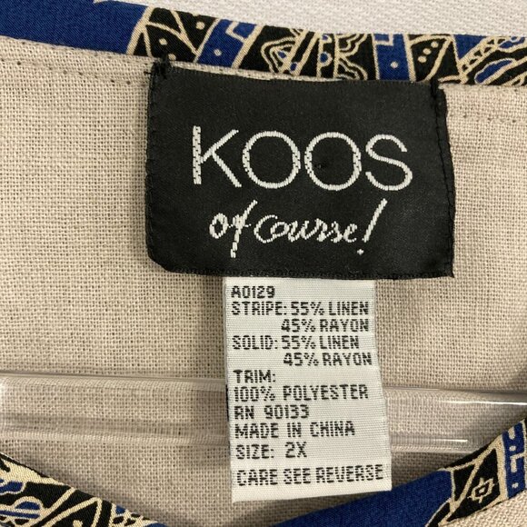 Koos Of Course! Blue Striped Linen Blend Artsy Boho Button Jacket size 2X - Picture 2 of 9